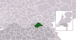 Highlighted position of Oss in a municipal map of North Brabant