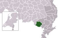 Highlighted position of Weert in a municipal map of Limburg