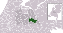 Highlighted position of Utrechtse Heuvelrug in a municipal map of Utrecht