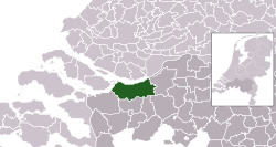 Highlighted position of Moerdijk in a municipal map of North Brabant