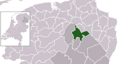 Highlighted position of Tynaarlo in a municipal map of Drenthe