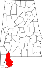 State map highlighting Baldwin County