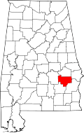 State map highlighting Bullock County