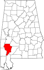 State map highlighting Clarke County