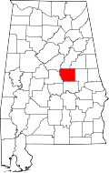 State map highlighting Coosa County