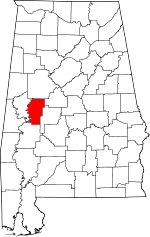 State map highlighting Hale County