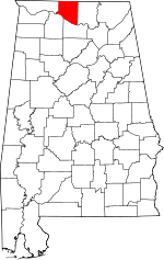 Map of Alabama highlighting Limestone County