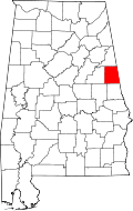 Map of Alabama highlighting Randolph County