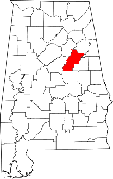 State map highlighting Talladega County