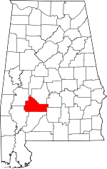 State map highlighting Wilcox County