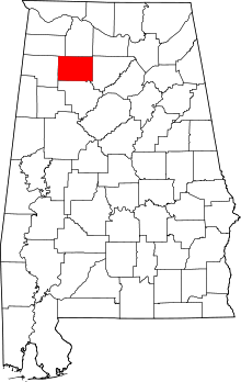 Map of Alabama highlighting Winston County