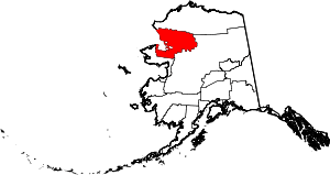 Map of Alaska highlighting Northwest Arctic Borough