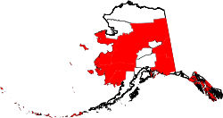 Map of Alaska highlighting Unorganized Borough