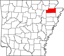 State map highlighting Craighead County