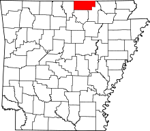 Map of Arkansas highlighting Fulton County