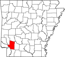 State map highlighting Hempstead County