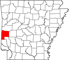 Map of Arkansas highlighting Polk County