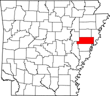 Map of Arkansas highlighting Saint Francis County