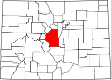 Map of Colorado highlighting Park County