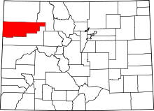 Map of Colorado highlighting Rio Blanco County