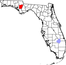 A state map highlighting Calhoun County in the northwestern part of the state. It is small in size.