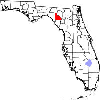 Map of Florida highlighting Lafayette County