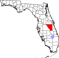 A state map highlighting Osceola County in the middle part of the state. It is large in size.