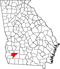 Map of Georgia highlighting Baker County