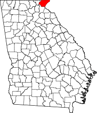 Map of Georgia highlighting Rabun County