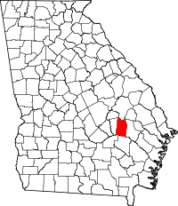 Map of Georgia highlighting Toombs County