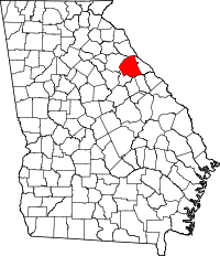 Map of Georgia highlighting Wilkes County