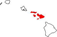 Map of Hawaii highlighting Maui County