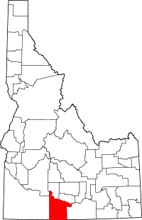 State map highlighting Twin Falls County