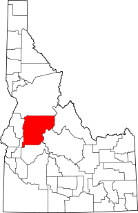 Map of Idaho highlighting Valley County