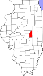 Map of Illinois highlighting Piatt County