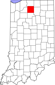 Map of Indiana highlighting Marshall County