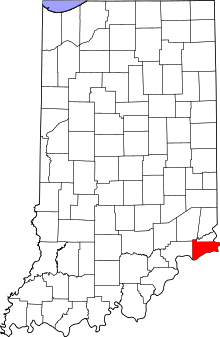 Map of Indiana highlighting Switzerland County