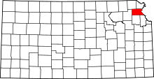 Map of Kansas highlighting Atchison County