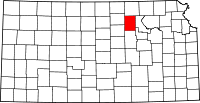 Map of Kansas highlighting Clay County