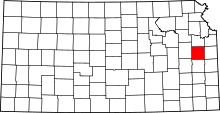 Map of Kansas highlighting Franklin County