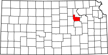 Map of Kansas highlighting Geary County