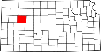 Map of Kansas highlighting Gove County