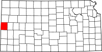 Map of Kansas highlighting Greeley County