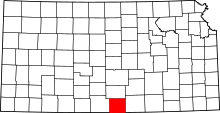 Map of Kansas highlighting Harper County