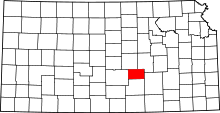 State map highlighting Harvey County