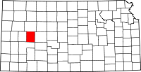 Map of Kansas highlighting Lane County