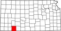 Map of Kansas highlighting Meade County