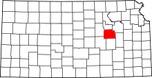 Map of Kansas highlighting Morris County