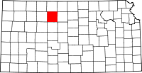 State map highlighting Rooks County