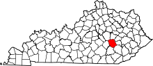 Map of Kentucky highlighting Jackson County